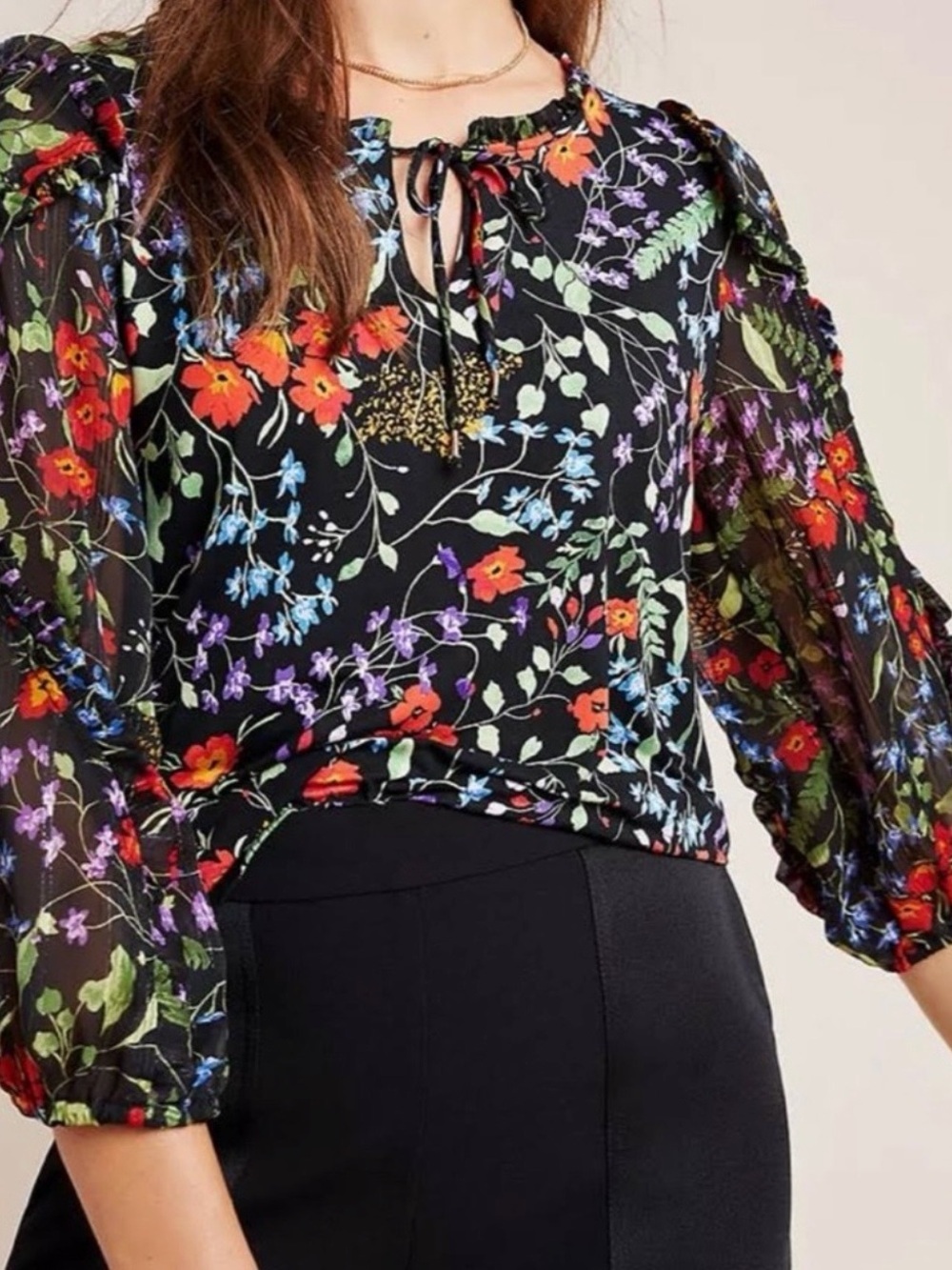 ⚡️Anthropologie Maeve Jacquin Peasant Floral Blouse